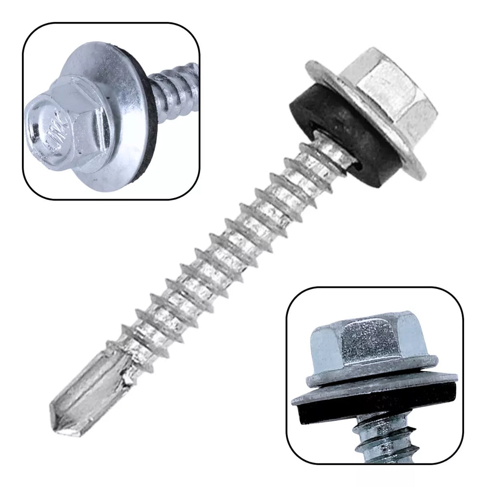 Parafuso Auto Perfurante 12-5.5 X 1 c/ Arruela de Vedação   Solta  EPDM Zincado